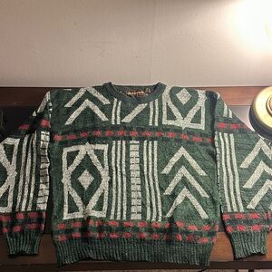 Vintage Geometric Green Crewneck Sweater